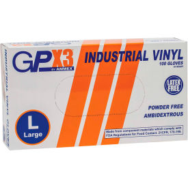 Ammex® GPX3 Industrial Grade Vinyl Gloves, 3 Mil, Powder-Free, Small, Clear, 100/Box - Pkg Qty 10