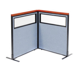 36-1/4"W x 43-1/2"H Deluxe Freestanding 2-Panel Corner Divider with Partial Window, Blue