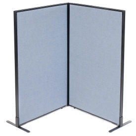 36-1/4"W x 60"H Freestanding 2-Panel Corner Room Divider, Blue