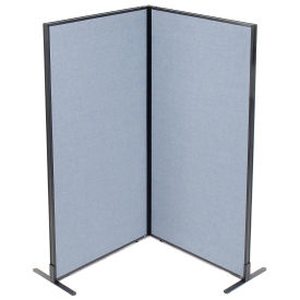 36-1/4"W x 72"H Freestanding 2-Panel Corner Room Divider, Blue