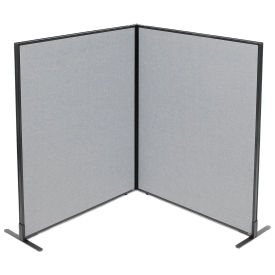 48-1/4"W x 60"H Freestanding 2-Panel Corner Room Divider, Gray