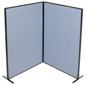 48-1/4"W x 72"H Freestanding 2-Panel Corner Room Divider, Blue