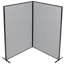 48-1/4"W x 72"H Freestanding 2-Panel Corner Room Divider, Gray