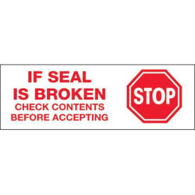 2"x110 Yds Printed Carton Sealing Tape "Stop If Seal Is Broken...", White/Red - Pkg Qty 36