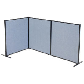 36-1/4"W x 42"H Freestanding 3-Panel Corner Room Divider, Blue