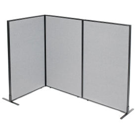 36-1/4"W x 60"H Freestanding 3-Panel Corner Room Divider, Gray