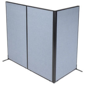 36-1/4"W x 72"H Freestanding 3-Panel Corner Room Divider, Blue