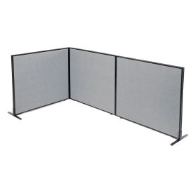 48-1/4"W x 42"H Freestanding 3-Panel Corner Room Divider, Gray