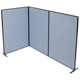 48-1/4"W x 72"H Freestanding 3-Panel Corner Room Divider, Blue