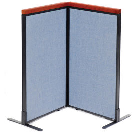 24-1/4"W x 43-1/2"H Deluxe Freestanding 2-Panel Corner Room Divider, Blue