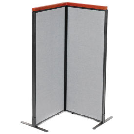 24-1/4"W x 61-1/2"H Deluxe Freestanding 2-Panel Corner Room Divider, Gray