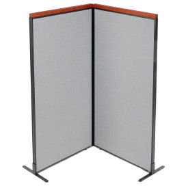 36-1/4"W x 73-1/2"H Deluxe Freestanding 2-Panel Corner Room Divider, Gray