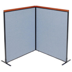 48-1/4"W x 61-1/2"H Deluxe Freestanding 2-Panel Corner Room Divider, Blue