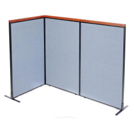 36-1/4"W x 61-1/2"H Deluxe Freestanding 3-Panel Corner Room Divider, Blue