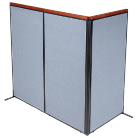 36-1/4"W x 73-1/2"H Deluxe Freestanding 3-Panel Corner Room Divider, Blue