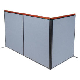 48-1/4"W x 61-1/2"H Deluxe Freestanding 3-Panel Corner Room Divider, Blue