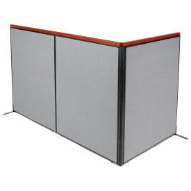 48-1/4"W x 61-1/2"H Deluxe Freestanding 3-Panel Corner Room Divider, Gray