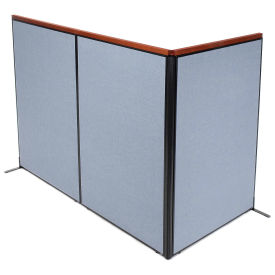 48-1/4"W x 73-1/2"H Deluxe Freestanding 3-Panel Corner Room Divider, Blue