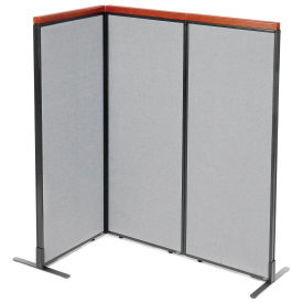 24-1/4"W x 61-1/2"H Deluxe Freestanding 3-Panel Corner Room Divider, Gray