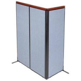 24-1/4"W x 73-1/2"H Deluxe Freestanding 3-Panel Corner Room Divider, Blue