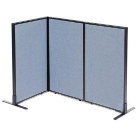 24-1/4"W x 42"H Freestanding 3-Panel Corner Room Divider, Blue