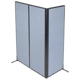 24-1/4"W x 72"H Freestanding 3-Panel Corner Room Divider, Blue