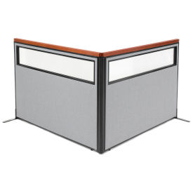 60-1/4"W x 43-1/2"H Deluxe Freestanding 2-Panel Corner Divider with Partial Window, Gray