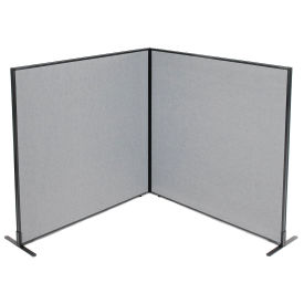 60-1/4"W x 60"H Freestanding 2-Panel Corner Room Divider, Gray