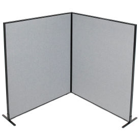 60-1/4"W x 72"H Freestanding 2-Panel Corner Room Divider, Gray