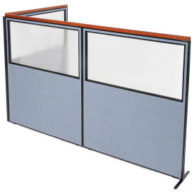 60-1/4"W x 73-1/2"H Deluxe Freestanding 3-Panel Corner Divider with Partial Window, Blue