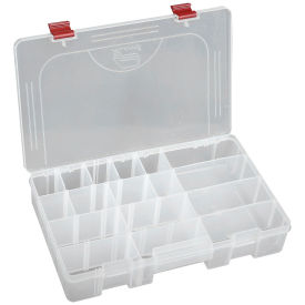Small Parts Storage, Plastic, Plano ProLatch StowAway 6-21 Adjustable  Compartment Box, 2378000, 14"Wx9-1/8"Dx2-13/16"H, Clear -  Pkg Qty 3