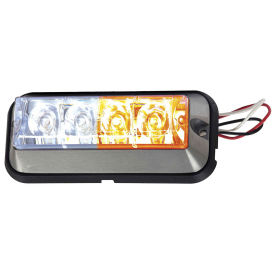 Buyers 8891105 LED Rectangular Amber/Clear Strobe Light, 4 LEDs