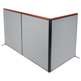 60-1/4"W x 73-1/2"H Deluxe Freestanding 3-Panel Corner Room Divider, Gray