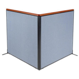 60-1/4"W x 61-1/2"H Deluxe Freestanding 2-Panel Corner Room Divider, Blue