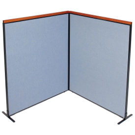 60-1/4"W x 73-1/2"H Deluxe Freestanding 2-Panel Corner Room Divider, Blue