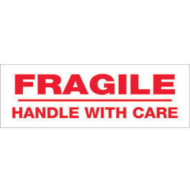 2"x55 Yds Printed Carton Sealing Tape "Fragile Handle With Care", Red/White - Pkg Qty 6