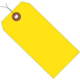 4-3/4"x2-3/8" Plastic Shipping Tag Pre-Wired, Yellow, 100 Pack