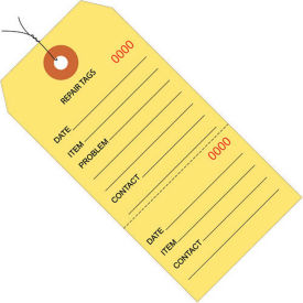 4-3/4"x2-3/8" Consecutively Numbered Repair Tags, Pre-Wired Yellow, 1000 Pack