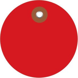 2" Diameter Plastic Circle Tags, Red, 100 Pack