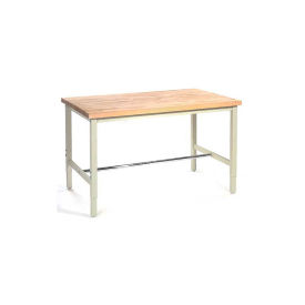 60"W x 36"D Adjustable Height Workbench, 1-3/4" Thick Birch Top Square Edge, Tan