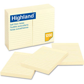 Highland Self-Stick Notes 6609YW, 4" x 6", Yellow, 100 Sheets, 12/Pack
