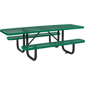 8' ADA Rectangular Picnic Table, Expanded Metal, Green (96" Long)