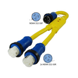 3', 50A, 6/4C STOW Marine Shore Power Y Adapter