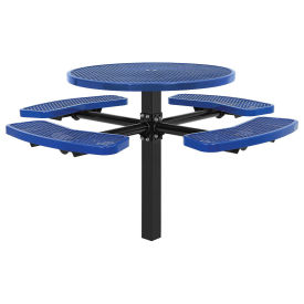 46" Round Picnic Table, In-Ground Mount, Blue