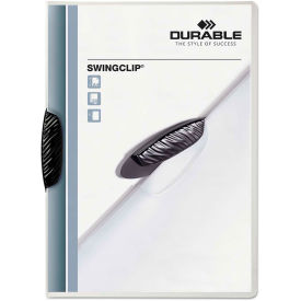 Durable Swingclip Polypropylene Report Cover, Letter Size, Clear/Black Clip, 25/Box