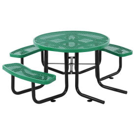 46" Wheelchair Accessible Round Picnic Table, Surface Mount, Green
