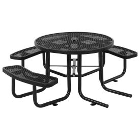 46" Wheel Chair Accessible Round Picnic Table, Surface Mount, Black