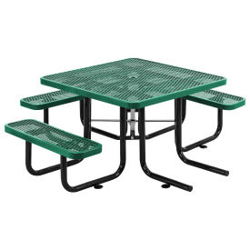 46" Wheelchair Accessible Square Picnic Table, Surface Mount, Green