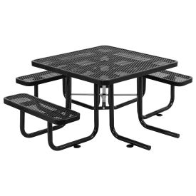 46" Wheelchair Accessible Square Picnic Table, Surface Mount, Black