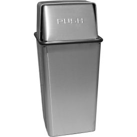 Witt Industries 21HTSS Wastewatcher 21 Gallon Steel Receptacle w/Push Top Lid, Stainless Steel
